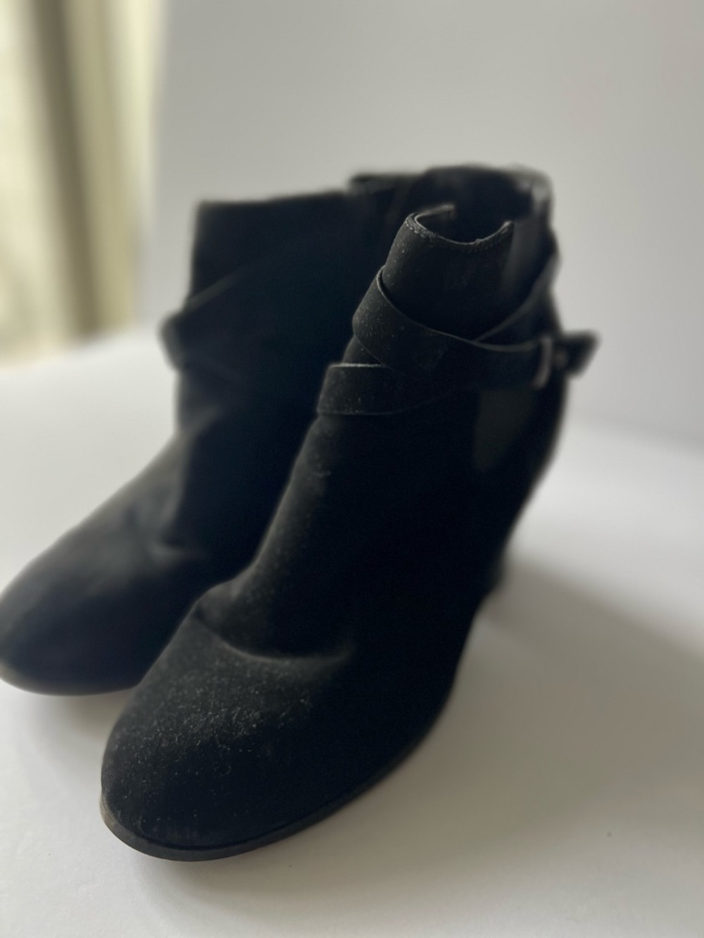 Classic Black Suede Ankle Boots - Women's
